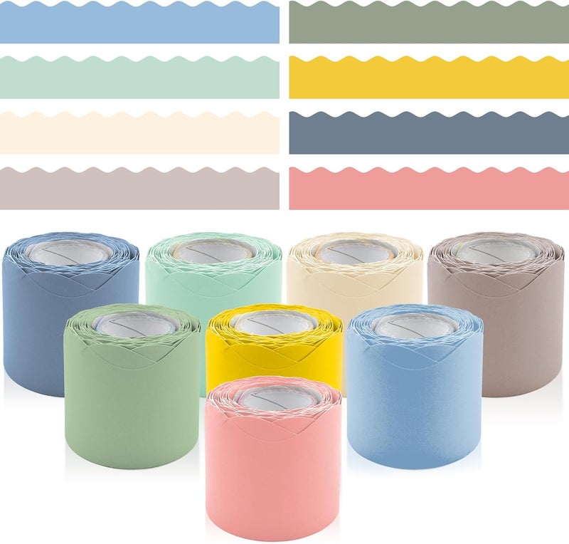 DASTTUIS 8 Rolls 262.4 Ft Bright Bulletin Board Borders Set - Decorations for Office, School Classroom Decor, Teachers & Home DIY - Posters & Birthday Parties - Board Trim （Neutrals Color） - Image 1